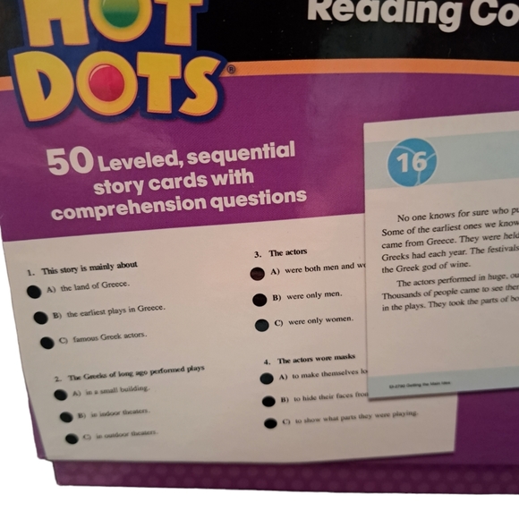 Hot Dots Main Idea Reading Comprehension Cards Grades 2-6 Test Prep - Picture 10 of 10